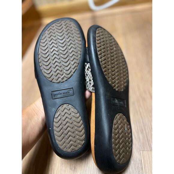 Gentle Souls Black Snake Print Leather Slip On Open Toe Slide Sandals Size 8 - Picture 5 of 8